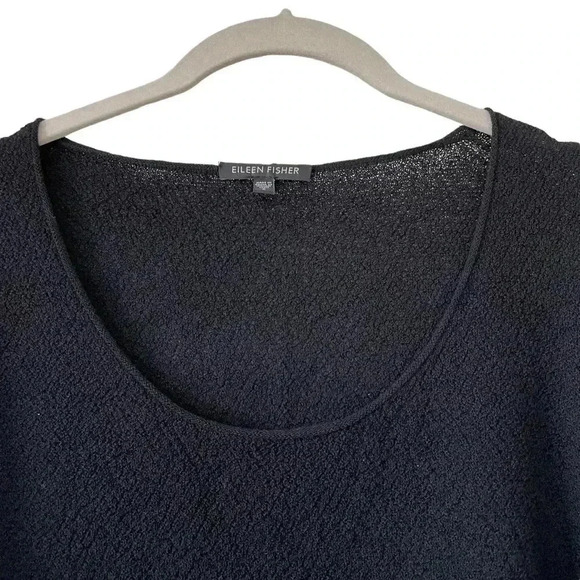 Eileen Fisher Black Tunic Sweater Small Scoopneck Half Sleeves Wool Classic - Picture 3 of 8